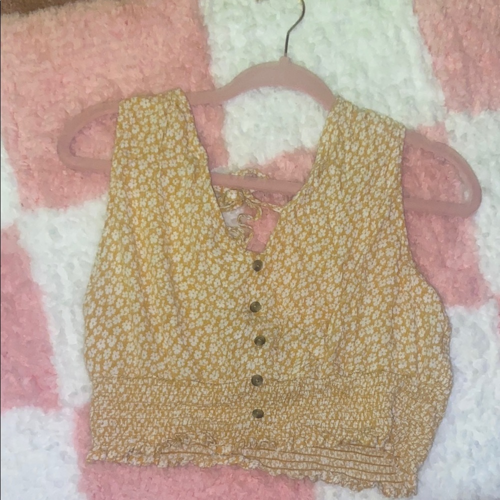 Floral Yellow Sleeveless Top